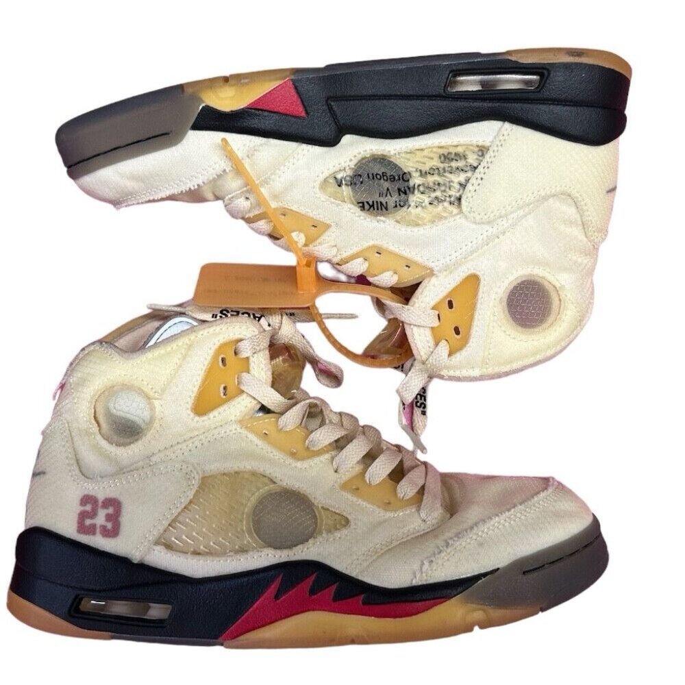 Nike Air Jordan 5 Retro Off-White Mid Sail Sneakers Shoes SIZE 7 DH8565-100